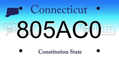 805AC0 Connecticut License Plate