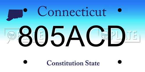 805ACD Connecticut License Plate