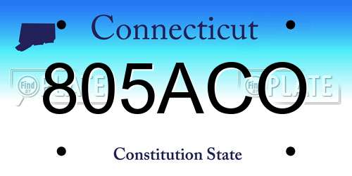 805ACO Connecticut License Plate