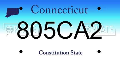 805CA2 Connecticut License Plate