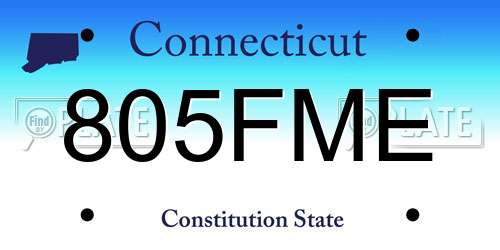 805FME Connecticut License Plate