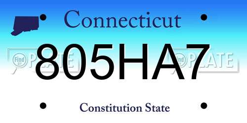 805HA7 Connecticut License Plate