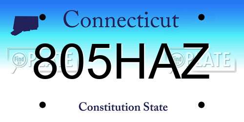 805HAZ Connecticut License Plate
