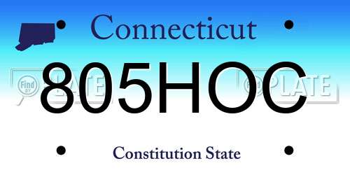805HOC Connecticut License Plate