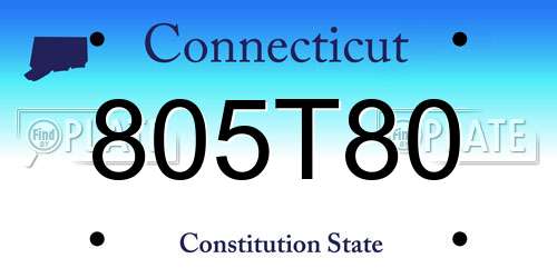 805T80 Connecticut License Plate