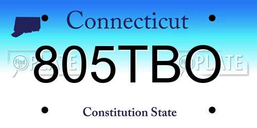 805TBO Connecticut License Plate