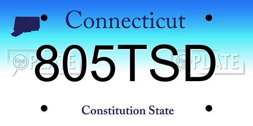 805TSD Connecticut License Plate