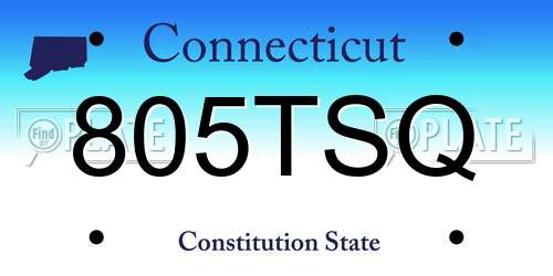 805TSQ Connecticut License Plate
