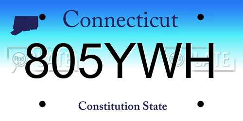 805YWH Connecticut License Plate