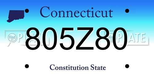 805Z80 Connecticut License Plate