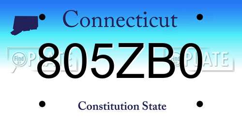805ZB0 Connecticut License Plate