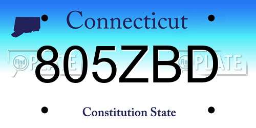 805ZBD Connecticut License Plate