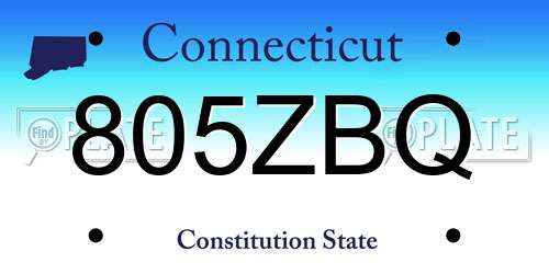805ZBQ Connecticut License Plate