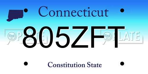 805ZFT Connecticut License Plate