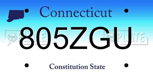 805ZGU Connecticut License Plate