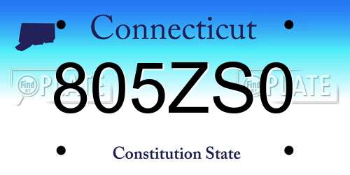 805ZS0 Connecticut License Plate