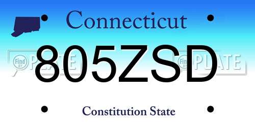 805ZSD Connecticut License Plate