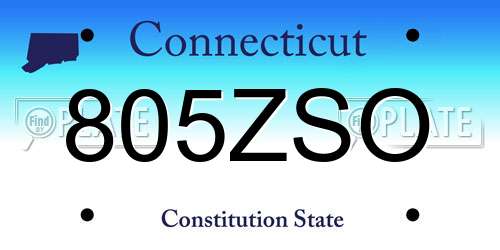 805ZSO Connecticut License Plate