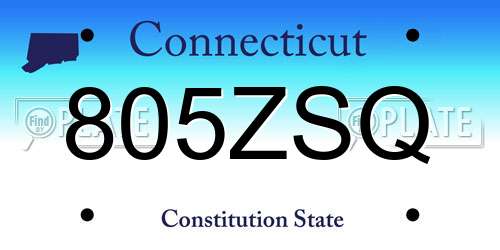 805ZSQ Connecticut License Plate