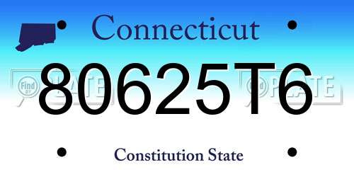 80625T6 Connecticut License Plate