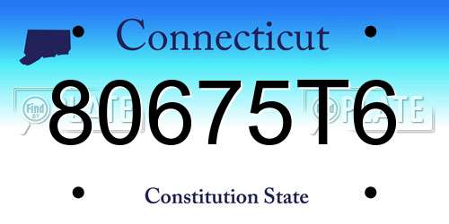 80675T6 Connecticut License Plate