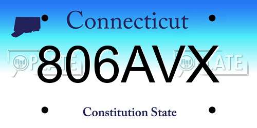 806AVX Connecticut License Plate