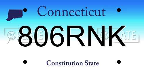 806RNK Connecticut License Plate