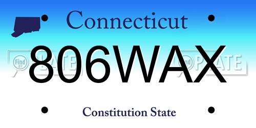 806WAX Connecticut License Plate