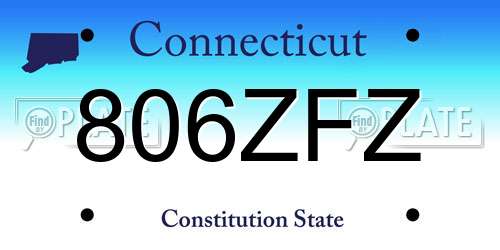 806ZFZ Connecticut License Plate
