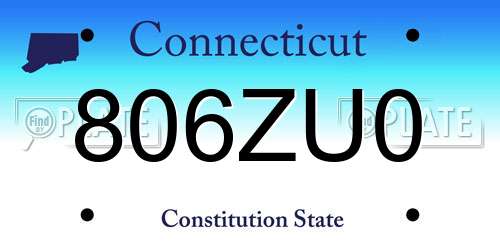 806ZU0 Connecticut License Plate