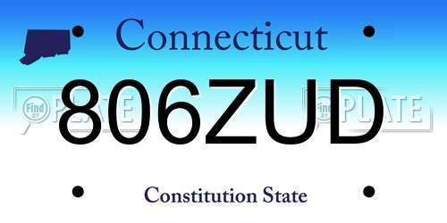 806ZUD Connecticut License Plate