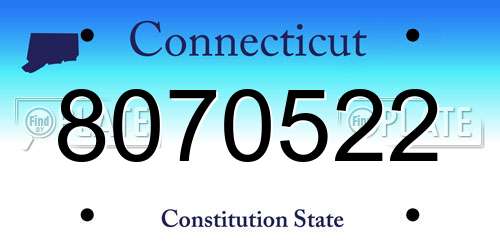 8070522 Connecticut License Plate