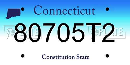 80705T2 Connecticut License Plate