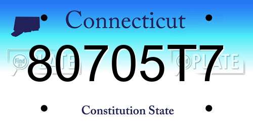 80705T7 Connecticut License Plate