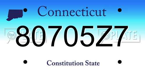 80705Z7 Connecticut License Plate