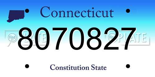 8070827 Connecticut License Plate