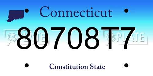 80708T7 Connecticut License Plate