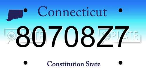 80708Z7 Connecticut License Plate