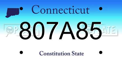 807A85 Connecticut License Plate