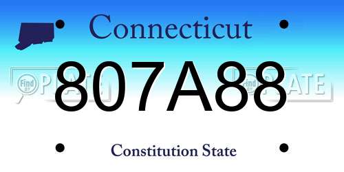 807A88 Connecticut License Plate