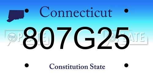 807G25 Connecticut License Plate