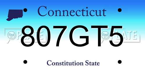 807GT5 Connecticut License Plate