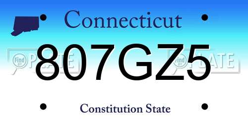 807GZ5 Connecticut License Plate