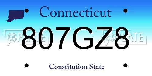 807GZ8 Connecticut License Plate