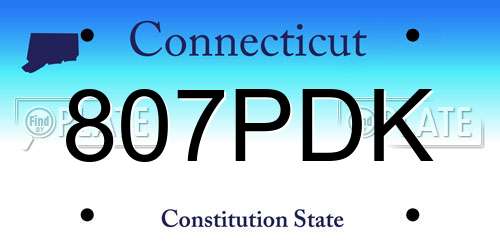 807PDK Connecticut License Plate