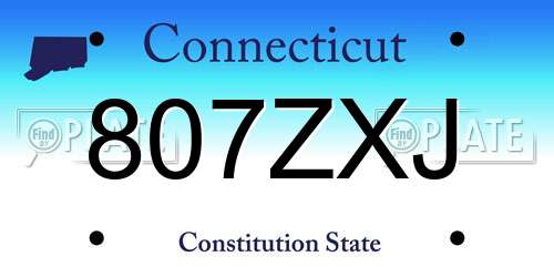 807ZXJ Connecticut License Plate