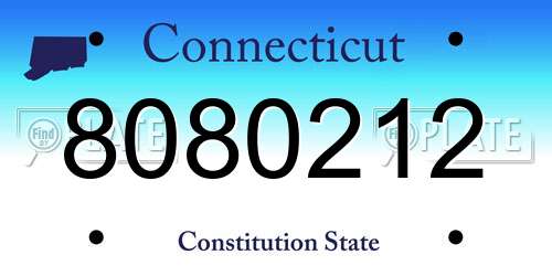 8080212 Connecticut License Plate