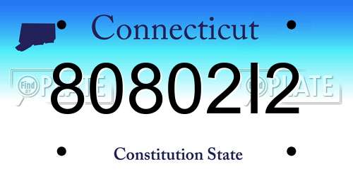 80802I2 Connecticut License Plate