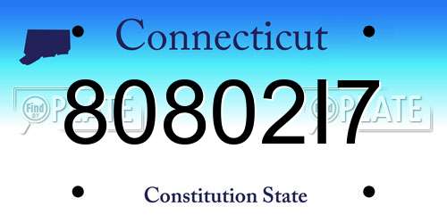 80802I7 Connecticut License Plate