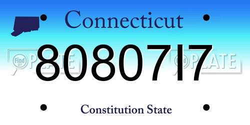 80807I7 Connecticut License Plate